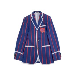 Designed Royal Blue Contrasting Red Striped Suit Custom White Collar 2 Buttons Metal Suit Buttons Event Graduation Carnival Suit Slimming Basketball Training BS671 Designed Royal Blue Contrasting Red Striped Suit Custom White Collar 2 Buttons Metal Suit Buttons Event Graduation Carnival Suit Slimming Basketball Training BS671